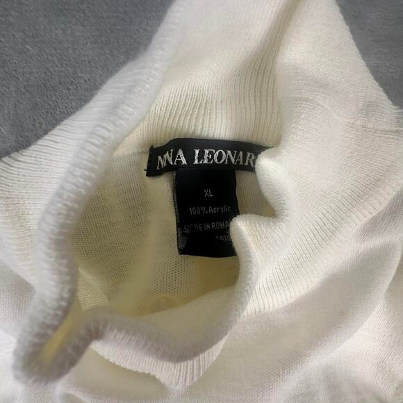 Deadstock Nina Leonard White Shirt-sleeve Turtleneck Sweater Size XL - Picture 3 of 8